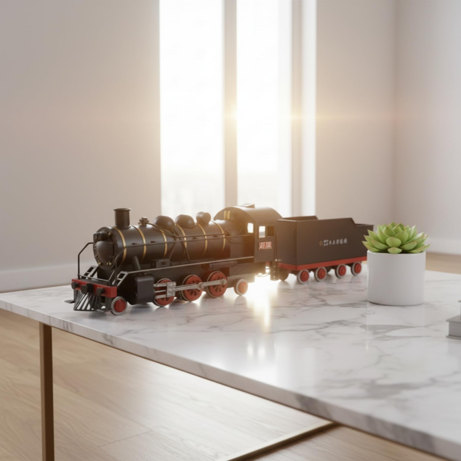 Ornamento Treno in Metallo Industriale Decorazione per Interni Artigianale Modellismo Ferroviario