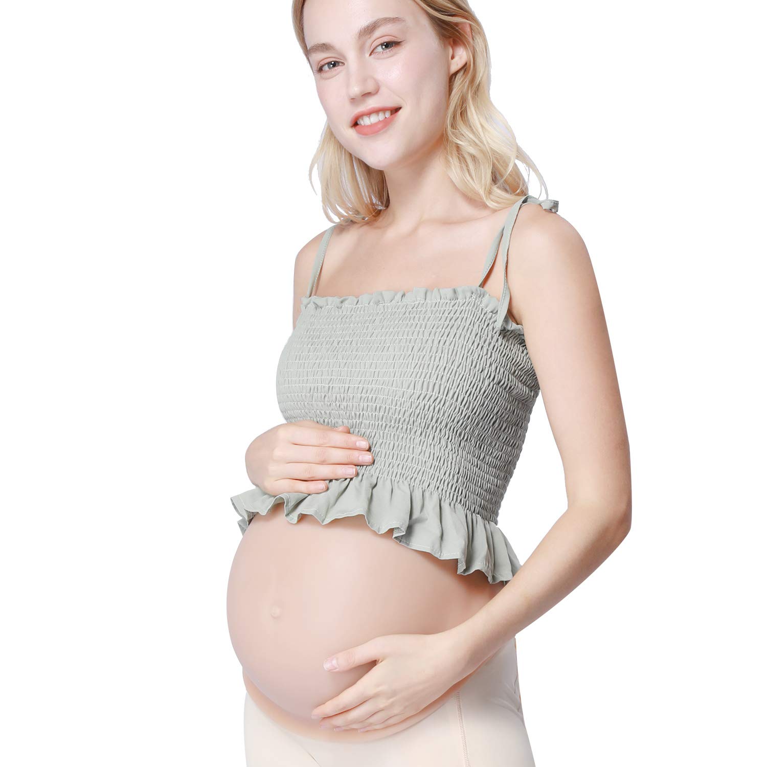ONEFENGFake Pregnant Belly for 3-10Months, Lightweight Silicone Artificial  Pregnant Bump with Cotton Filling Costumes, Particles Filled,