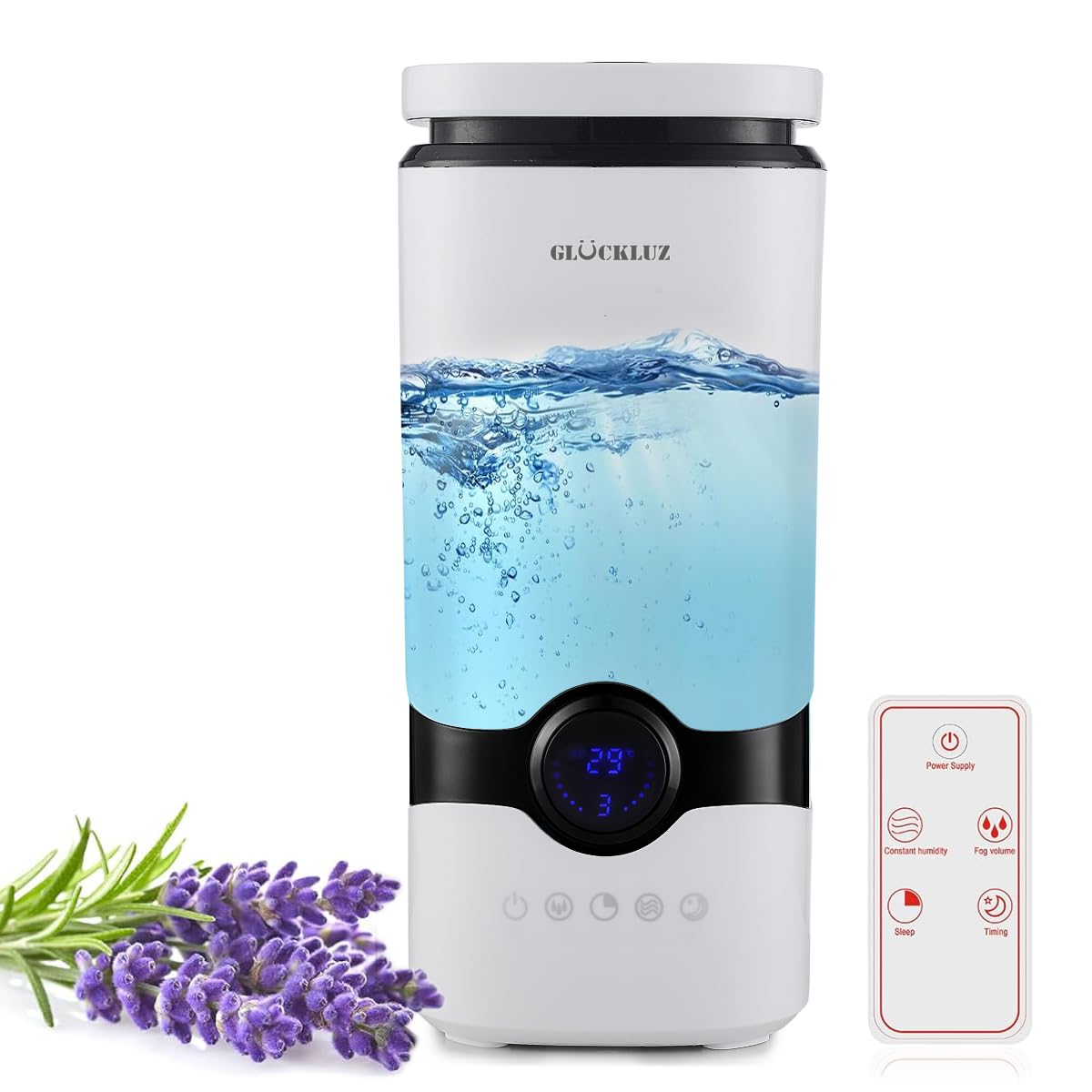 Glückluz Humidificador 4L Dormitorio Ultrasónico Difusor 360° Silencioso