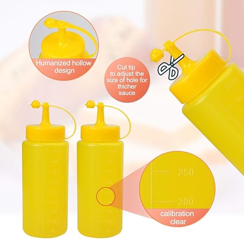 Miniatura 5 de uxcell 4 botellas de plástico para condimentos de 16 onzas con tapa, perfectas para cocinar ensalada, ketchup barbacoa, jarabe dispensador de