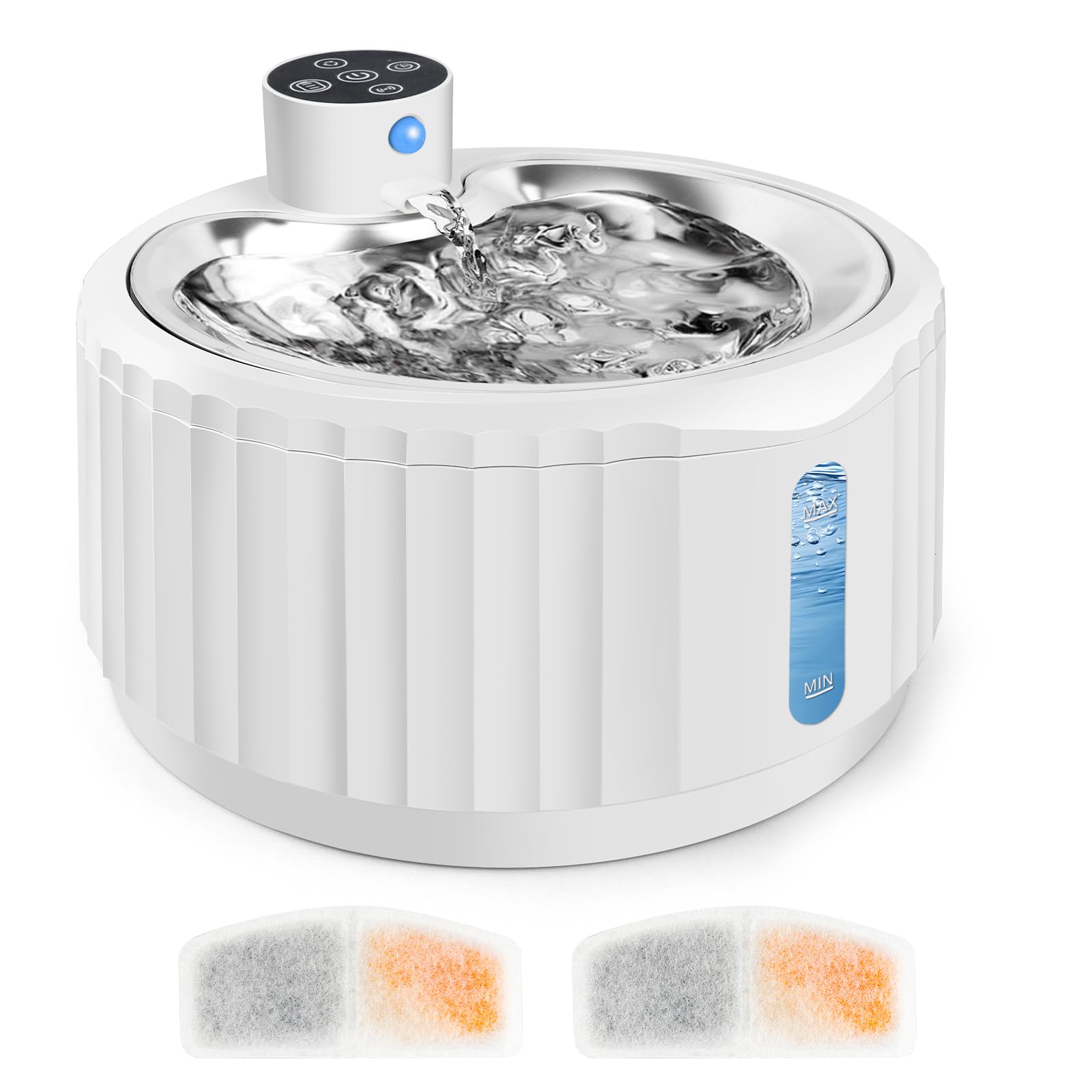Fontanella per Gatti Senza Fili, 2.8L Fontanella Gatto con Sensore di Movimento e Filtri di Ricambio, 4000 mAh Distributore Acqua Gatti con Vassoio in Acciaio Inossidabile