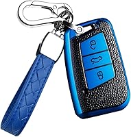 Vista 9 de HIBEYO Funda para llavero de automóvil de TPU con llavero para Volkswagen VW Atlas Golf Alltrack Jetta Passat Tiguan Arteon Funda para llave