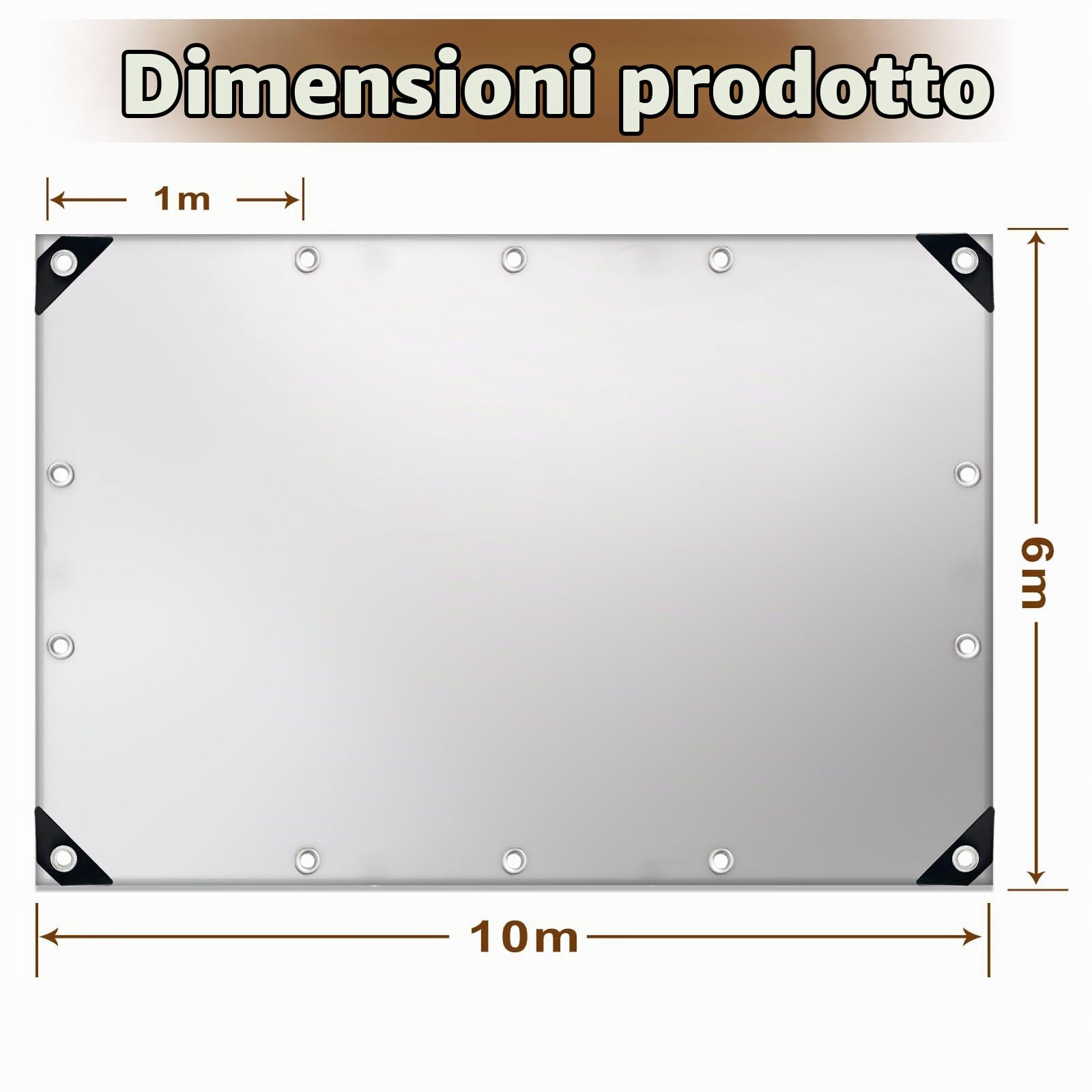 Telone Occhiellato Impermeabile,Telo Plastica Impermeabile,teli impermeabili per esterno, Protettivo Copertura Multiuso per Mobili da Giardino Barche Legno Piscina Camion