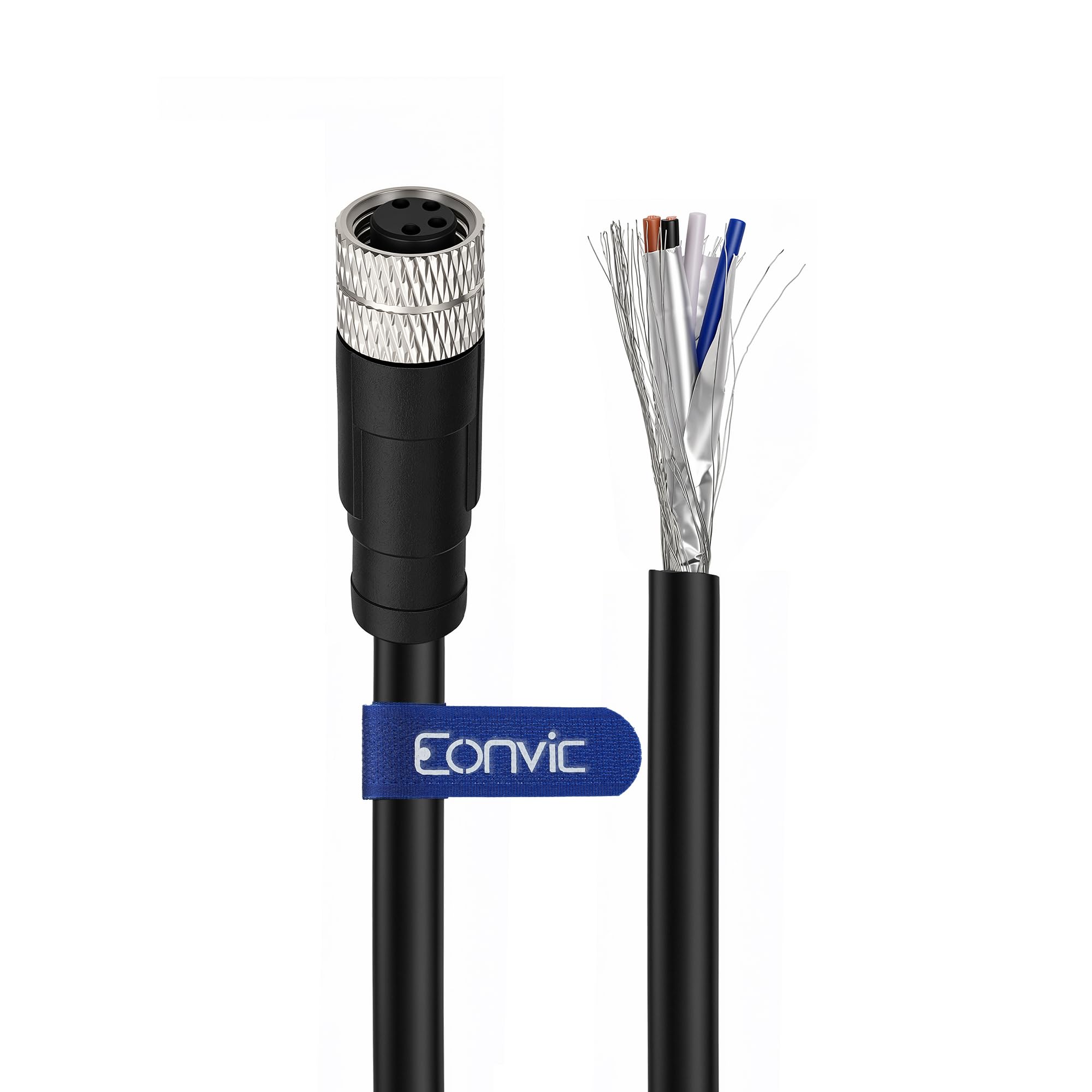 Câble industriel M8 4 broches A-Code femelle vers connecteur ouvert moulé blindé Aviation Capteur Câble étanche IP67 Cat 5e High Flex Câble 5 m