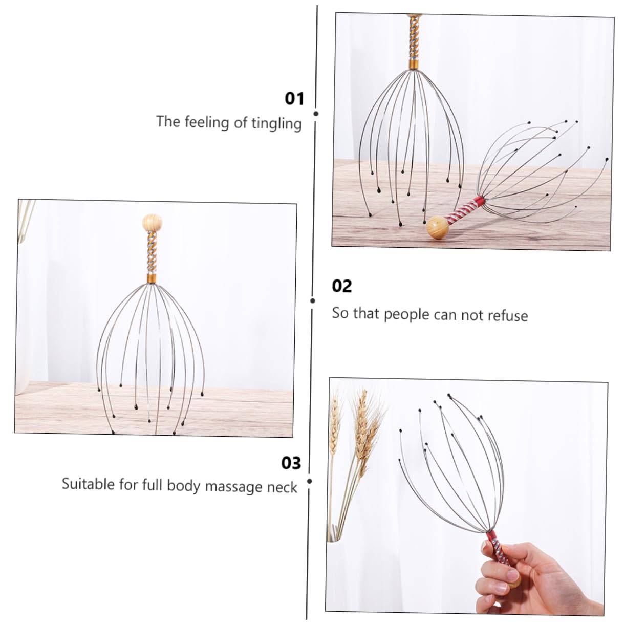 12piezas Masajeador De Cabeza Forma De Pulpo Herramienta De Masaje Escalpéico Estimula Puntos De Acupuntura Relajación y Bienestar Diseño Ergonómico y Seguro