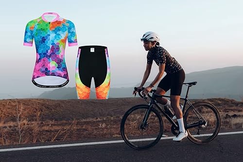 Miniatura 3 de Conjunto de camiseta de ciclismo para mujer, camiseta y pantalones cortos de manga corta de verano para mujer