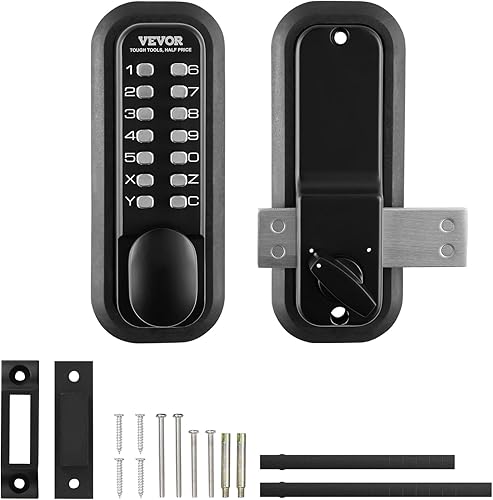 VEVOR Cerradura mecánica para puerta de entrada sin llave, teclado de 14 dígitos, juego de cerraduras de puerta de puerta al aire libre con pestillo