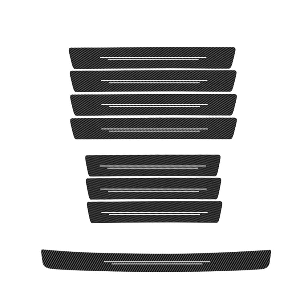VAPORVERSE 9 Pcs Car Door Sill Protectors for Ford Fiesta VI (Mk6) 5 door, Carbon Fiber Texture Anti Scratch Entry Guard Scuff Plate Auto Accessories