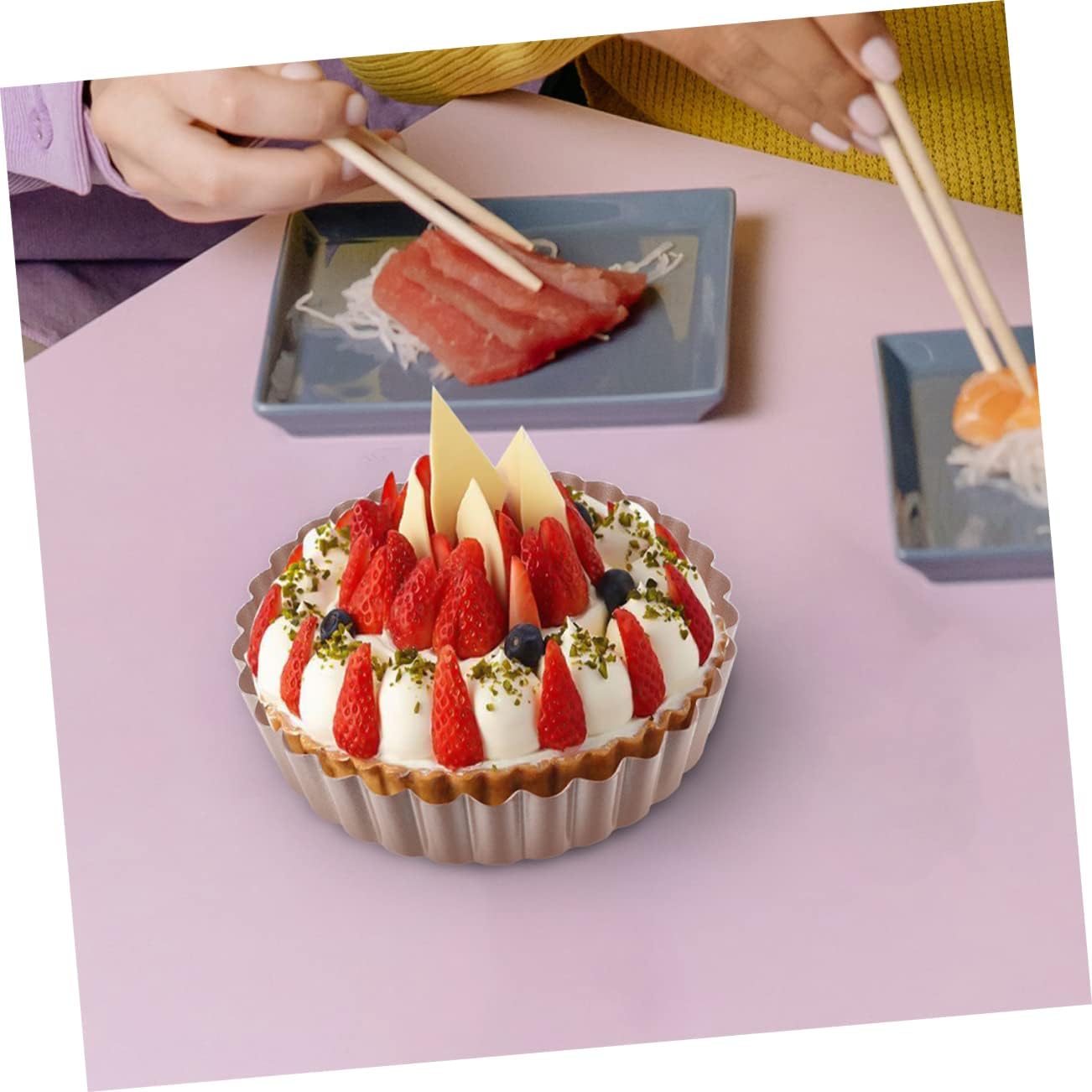 4pcs Non-stick Tart Pans Removable Bottom Quiche Baking Molds for Tarts Pies and Cakes for Home and Restaurant Use