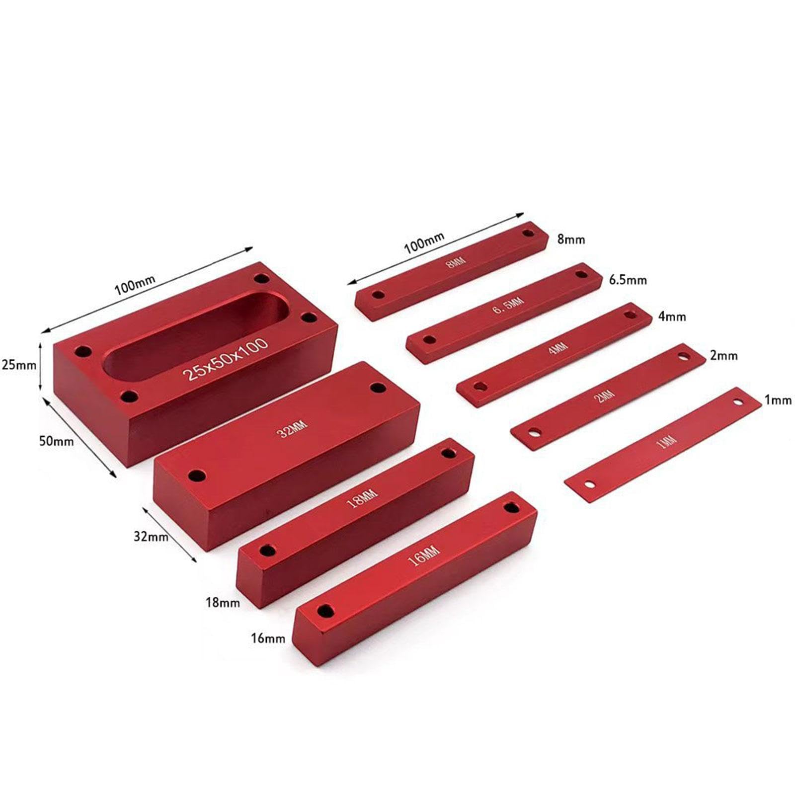 9 Pièces Blocs de Réglage pour Outils de Menuiserie Aluminium Alliage Jauge de Hauteur Kit d'Installation Outil de Mesure Remplacement Adapté à