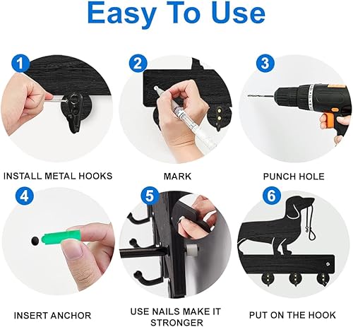 Miniatura 6 de MAYJOYDIY Perchero de ciervo para montaje en pared, ganchos de pared de ciervos, soporte para llaves de ciervo, ganchos de madera para abrigos,