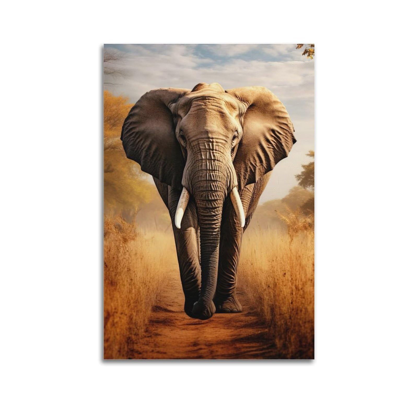 ZSZWHJ Animal Artwork Poster Elephants in The Grasslands Poster Decorative Painting Canvas Wall Posters And Art Picture Print Modern Family Bedroom Decor Posters 20x30inch(50x75cm)