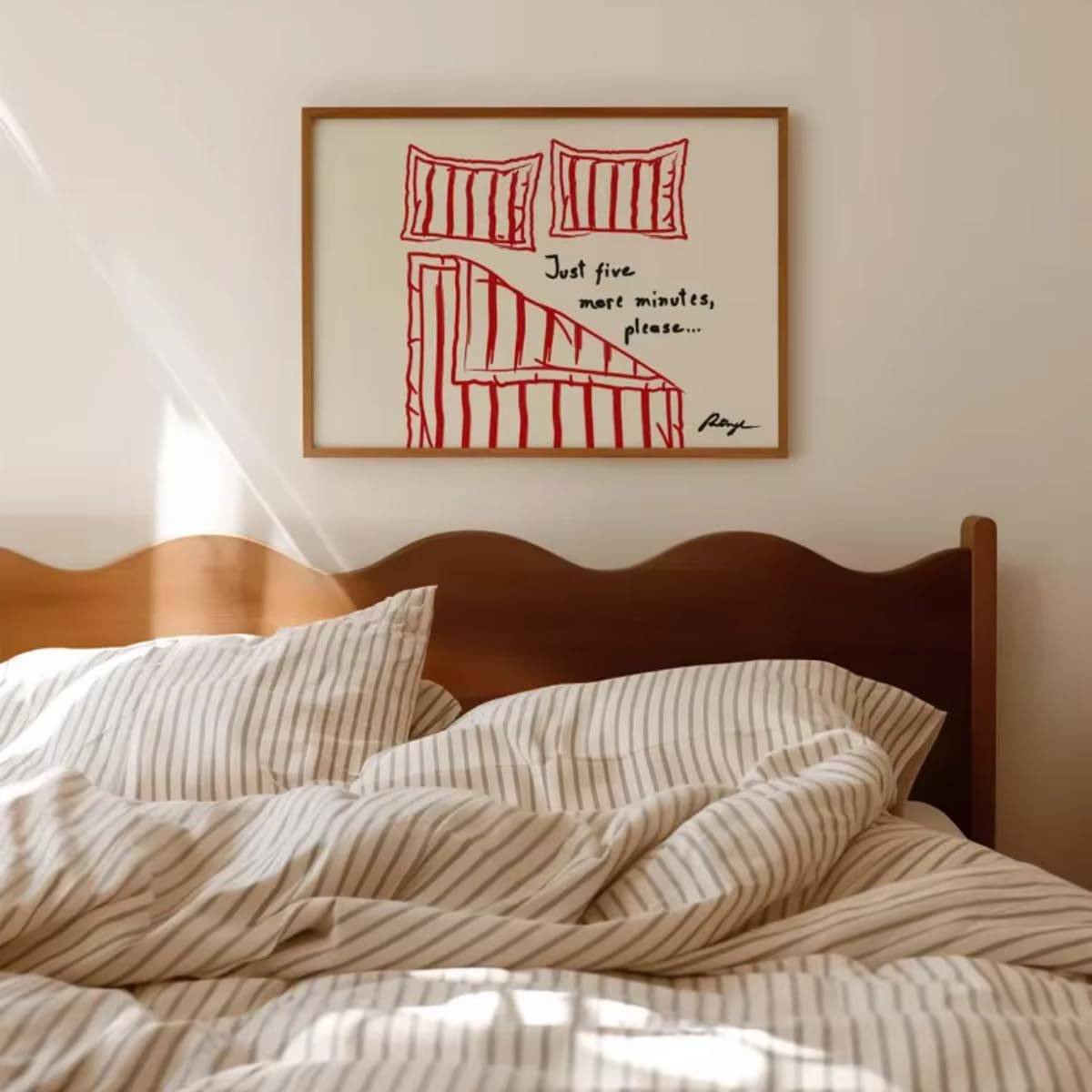 AEFOUU Ancora cinque minuti per favore Stampa su tela Resta a letto, poster moderno, stampe artistiche divertenti, decorazione da parete per camera da letto, 50x60 cm