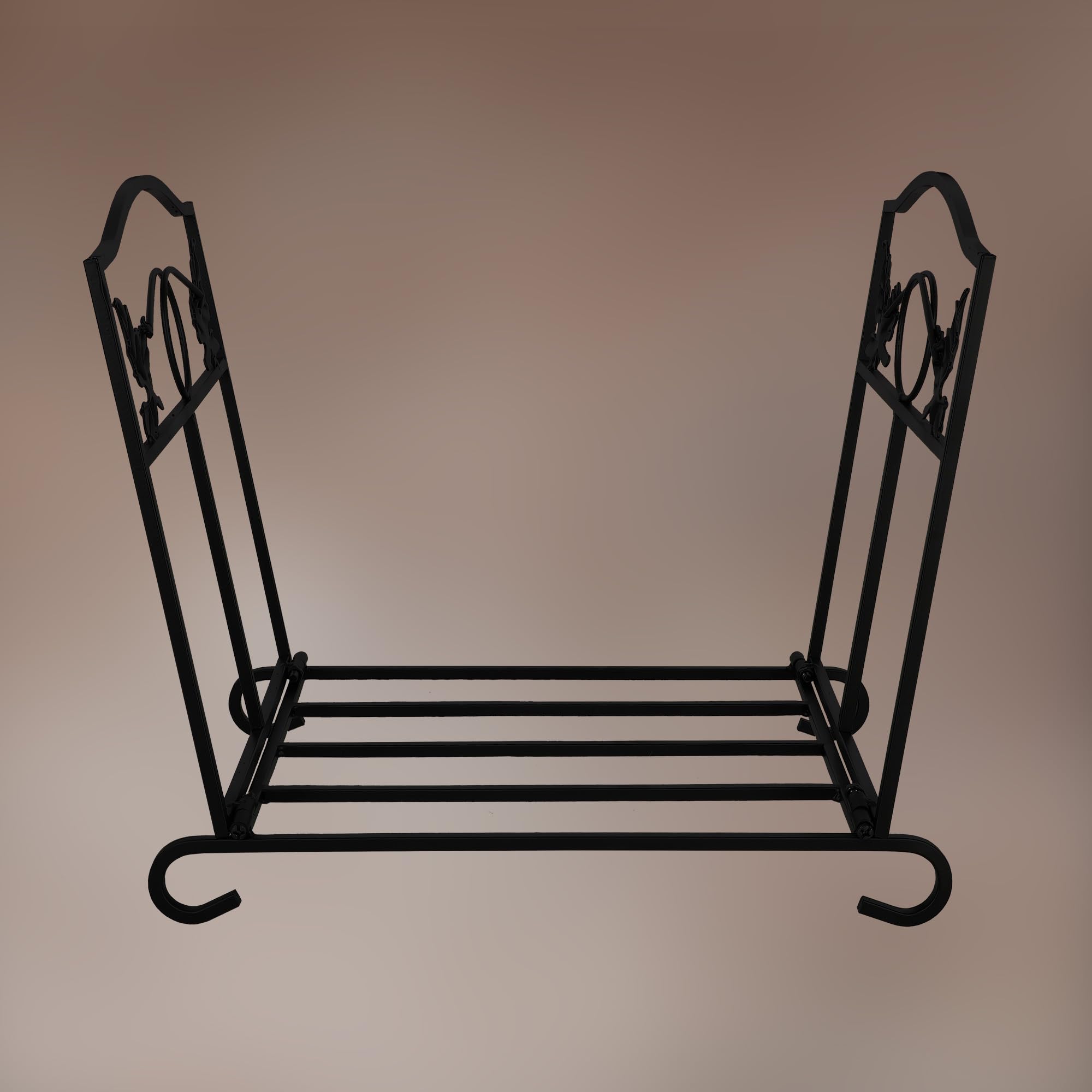 KOTARBAU® Porta Legna per Interni - Scaffale in Acciaio Verniciato a Polvere - 43x31,5x40 cm - Nero - Faltabile - Porta Legna Camino - Portalegna Moderno - Design Decorativo