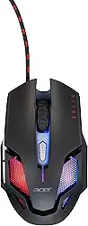 ACER Mouse Gamer Óptico Nitro NMW200 Sensor 6D de alta precisão Retroiluminado em 7 cores, Design Simétrico e ergonômico Preto com detalhes em vermelho