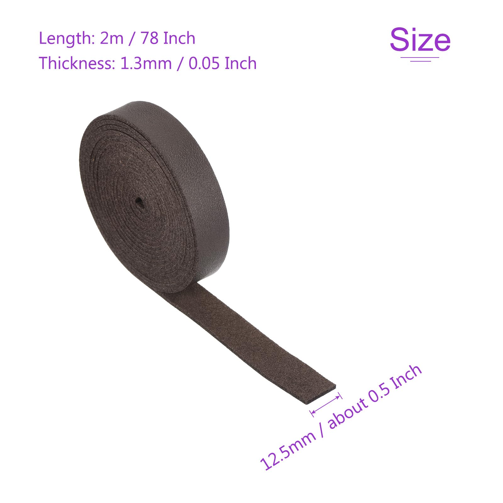 DMiotech Dark Brown Faux Leather Strap 0.5 Inch Wide 78 Inch Long Flat Leather Belt Strip 1.3mm Thick Single Sided Cord for Arts Craft DIY Traction Ropes - Image 3
