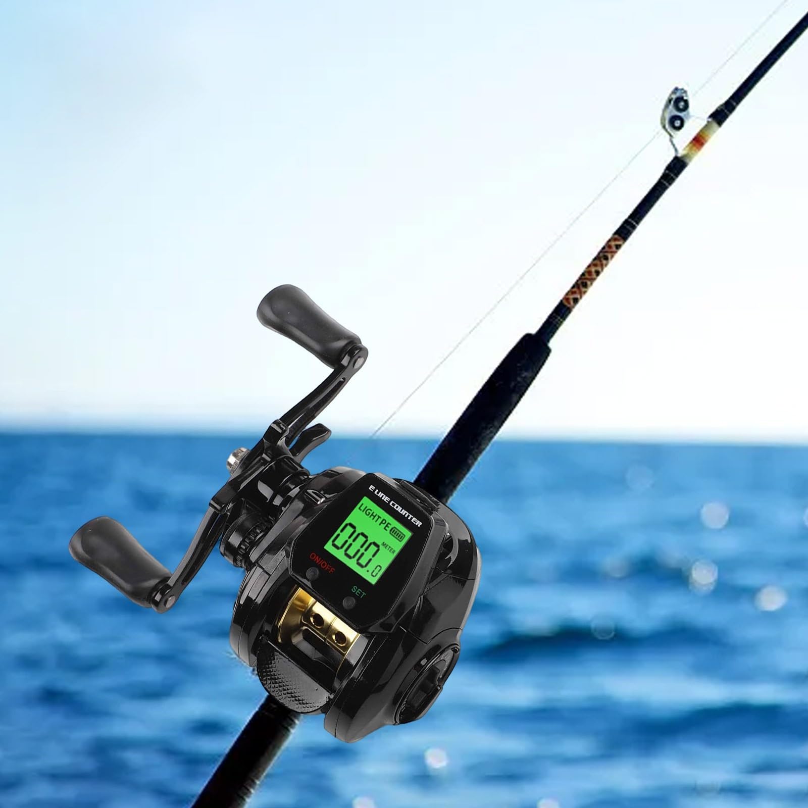 Carrete de pesca Baitcasting con pantalla digital, alta velocidad 7.2:1, alarma de picadura de pescado, posicionamiento de profundidad, 10 frijoles magnéticos, carga USB