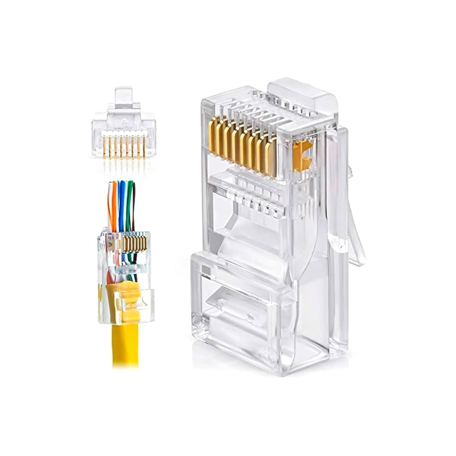Cat6 Pass-Through Connectors, 8P8C RJ45 Ethernet UTP Connector, Crimp Connectors for Solid and Standard Cable (50 Pack)-image-31