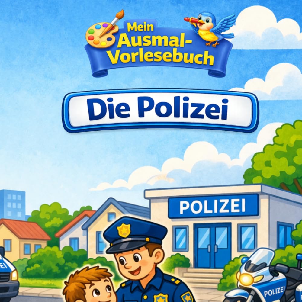 Mein Ausmal-Vorlesebuch: Die Polizei: Interaktives Vorlese- und Ausmalbuch für Kinder ab 3 Jahren - Mit Polizeiautos, Einsatz und Ausrüstung | Gemeinsam lesen und malen