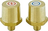 Vista 1 de Ampper Postes de carga de terminal de batería de latón macho de rosca M8, adaptador de poste de batería M8 (+/-) para extensión, paquete de 2