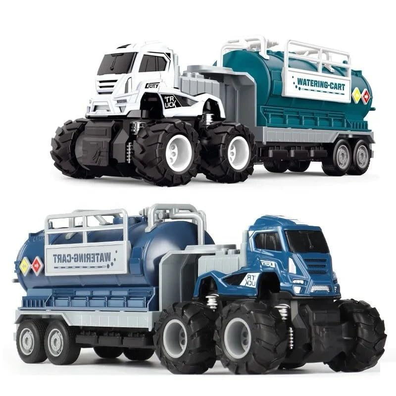 Unbreakable Friction Powered Watering Cart Miniature Trailer Metal Die-Cast Oil &Water Tanker Transport Truck Toys for Kids Boys Girls Pull Back Vehicle (Multicolor, Pack of 1)