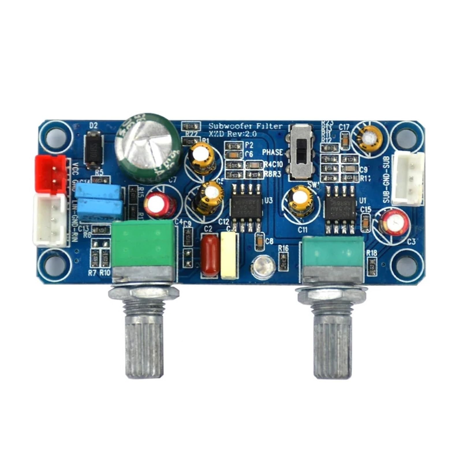 Compatibile con AIYIMA Filtro passa basso Subwoofer Preamplificatore Scheda Bass Boost Pre-amplificatore (9-32 V CC) Volume e frequenza regolabili for audio for auto/Home Theater SNR elevato 108 dB