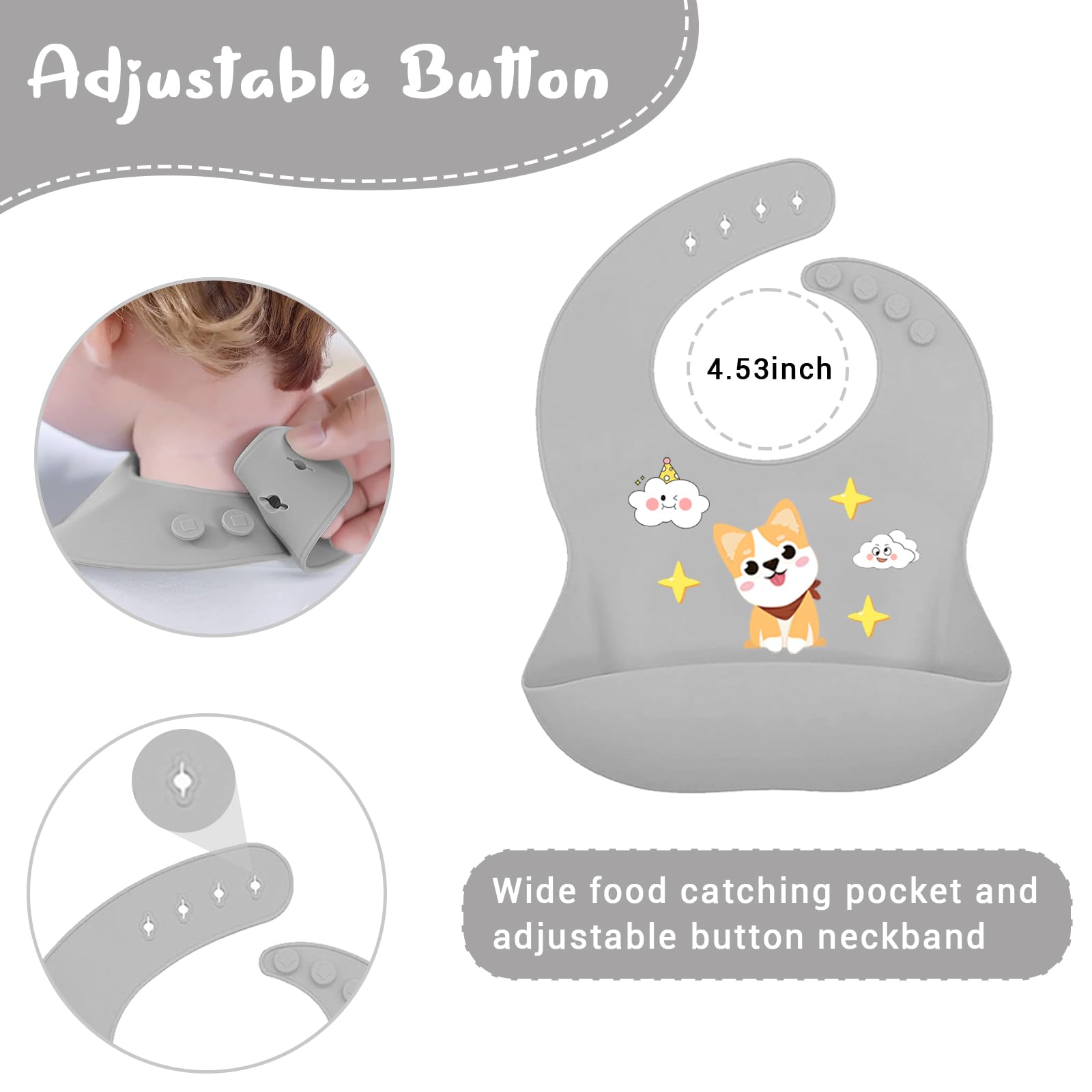 Set Pappa per Bambini 10 Pezzi Svezzamento Completo, Piatto e Ciotola in Silicone con Ventosa Antiscivolo, Cucchiaio Forchetta Bavaglino, Stoviglie Sicure per Neonati e Bambini