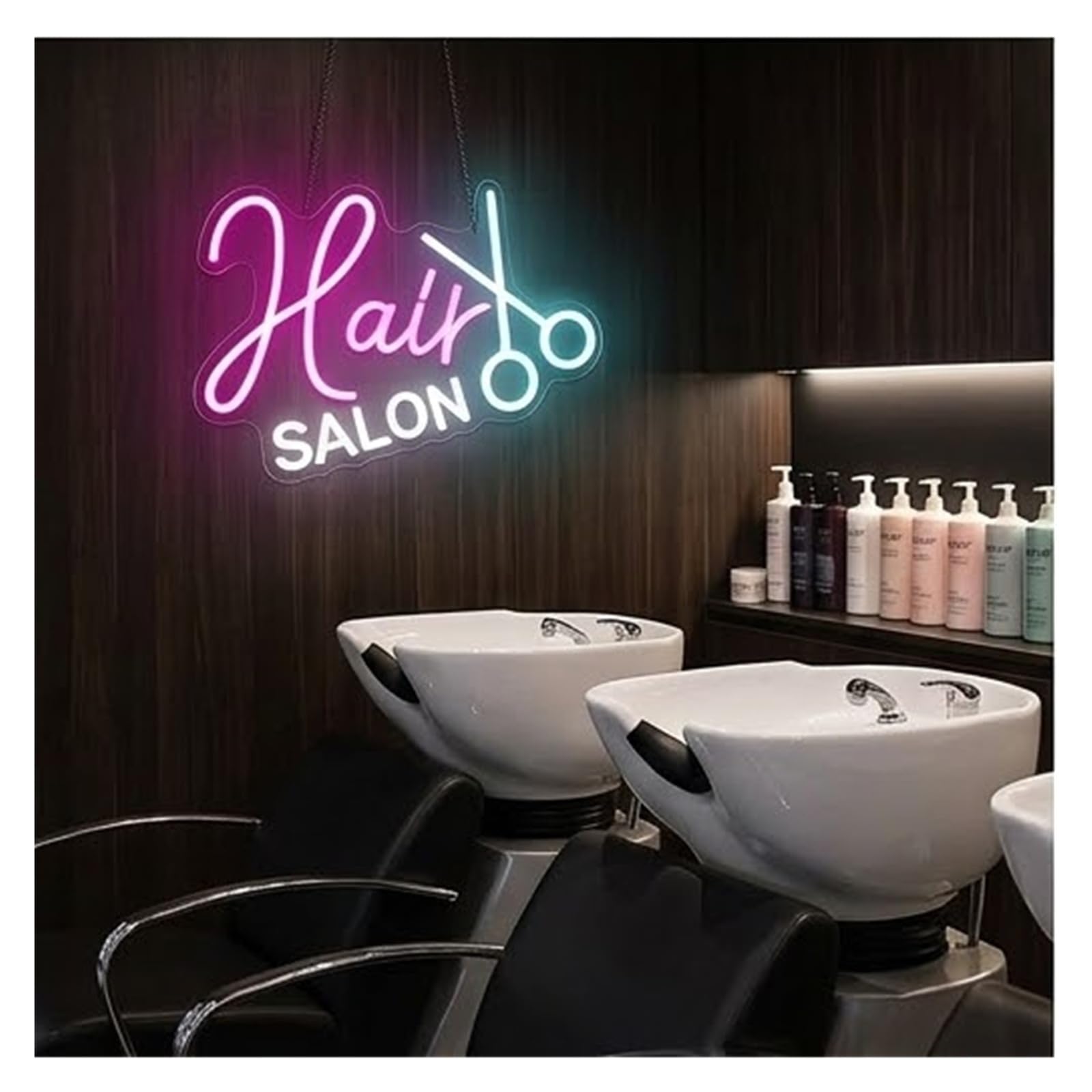 néon signe Enseigne Lumineuse Hair Salon ​​à Intensité Variable, Alimentée Par USB, Pour Salon De Beauté, Barbier, Décoration Murale, 42cmx30.5cm