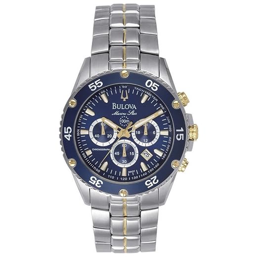 Bulova Relógio cronógrafo masculino Marine Star com 6 ponteiros, ponteiros luminosos, resistente à água até 100 m
