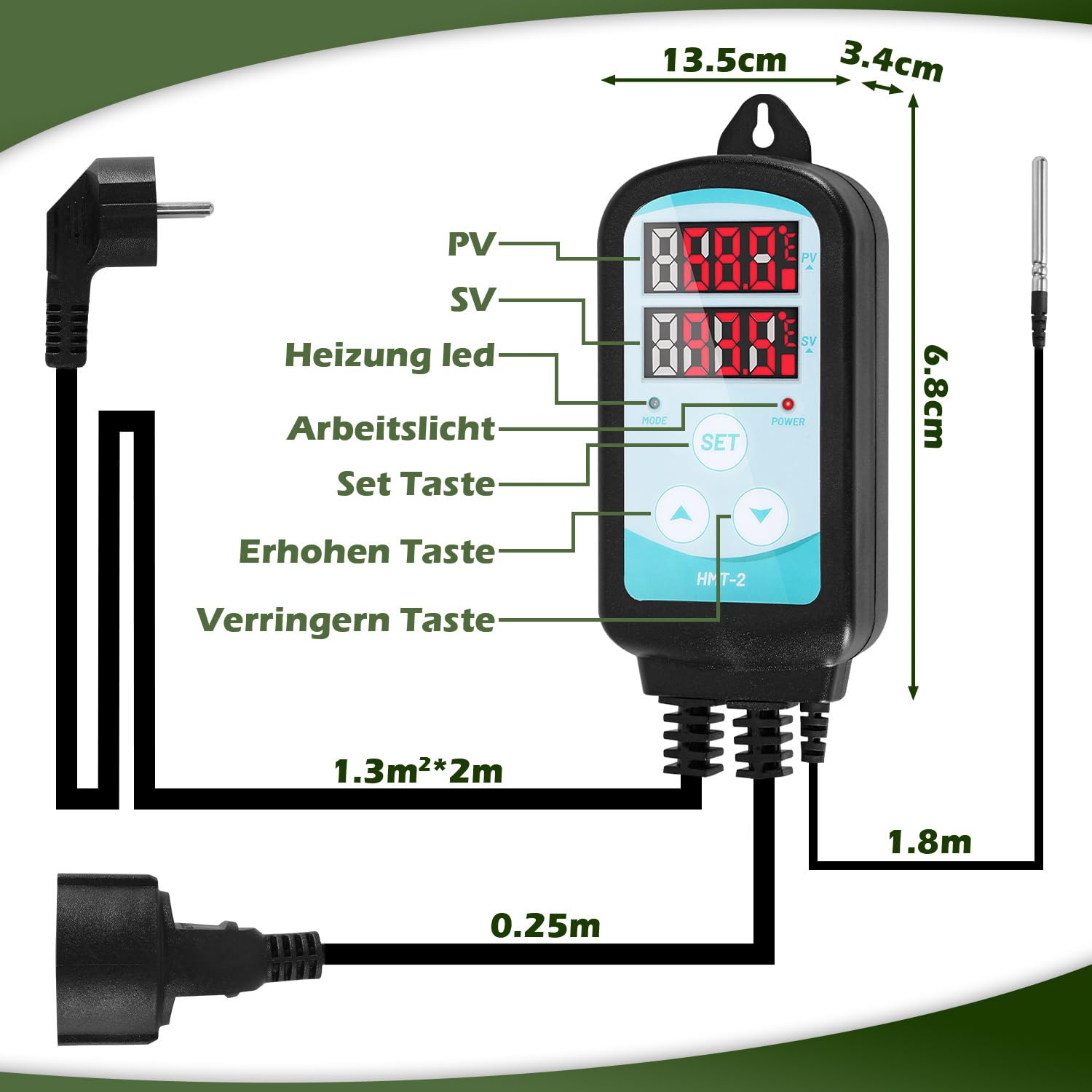 Gewächshausheizung mit thermostat und Sicherheitsständer ausgestattet,IPX4 spritzwassergeschützt, Schnelle Erwärmung Mehrfachschutz für Gewächshäuser