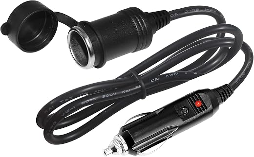 12V Cigarette Lighter Extension Cord, 3 ft, Male Plug to Female Socket, 15A Fused