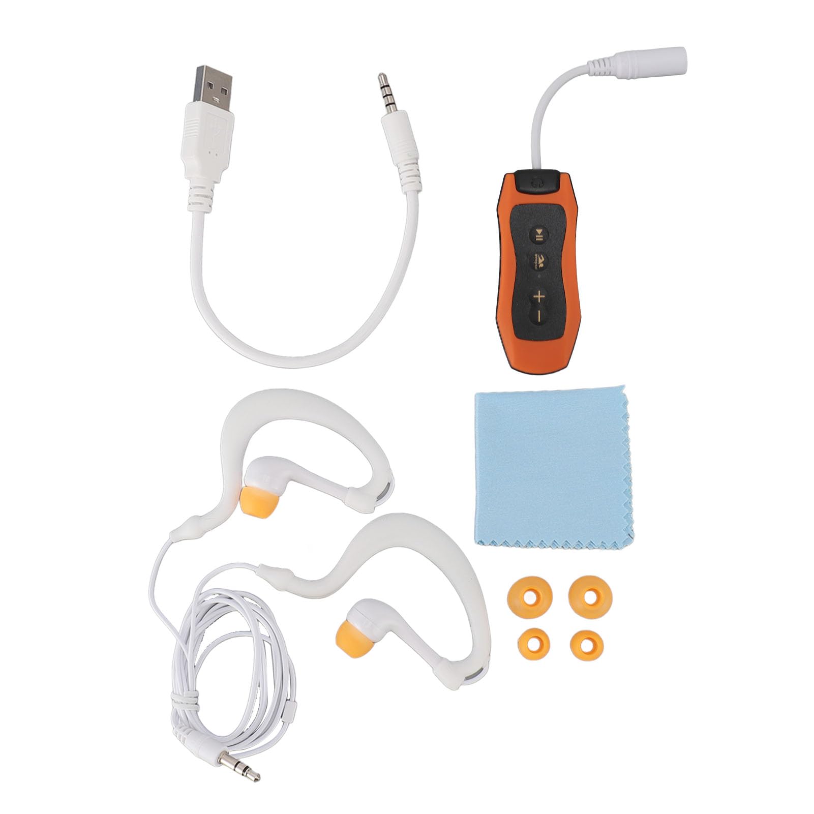 VBESTLIFE VBESTLIFErx81sdbv0k-13 - Lettore MP3 impermeabile per il nuoto, impermeabile, per il nuoto, cuffie con cavo lungo, effetto sonoro, 8 GB (8 GB), arancione