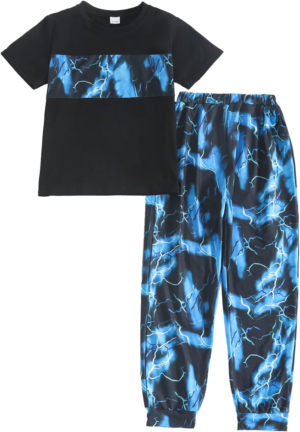 Kid Boy Clothes Geometric Printed Color Blocking Top Summer Long Pants 2PC Summer Outfit Set