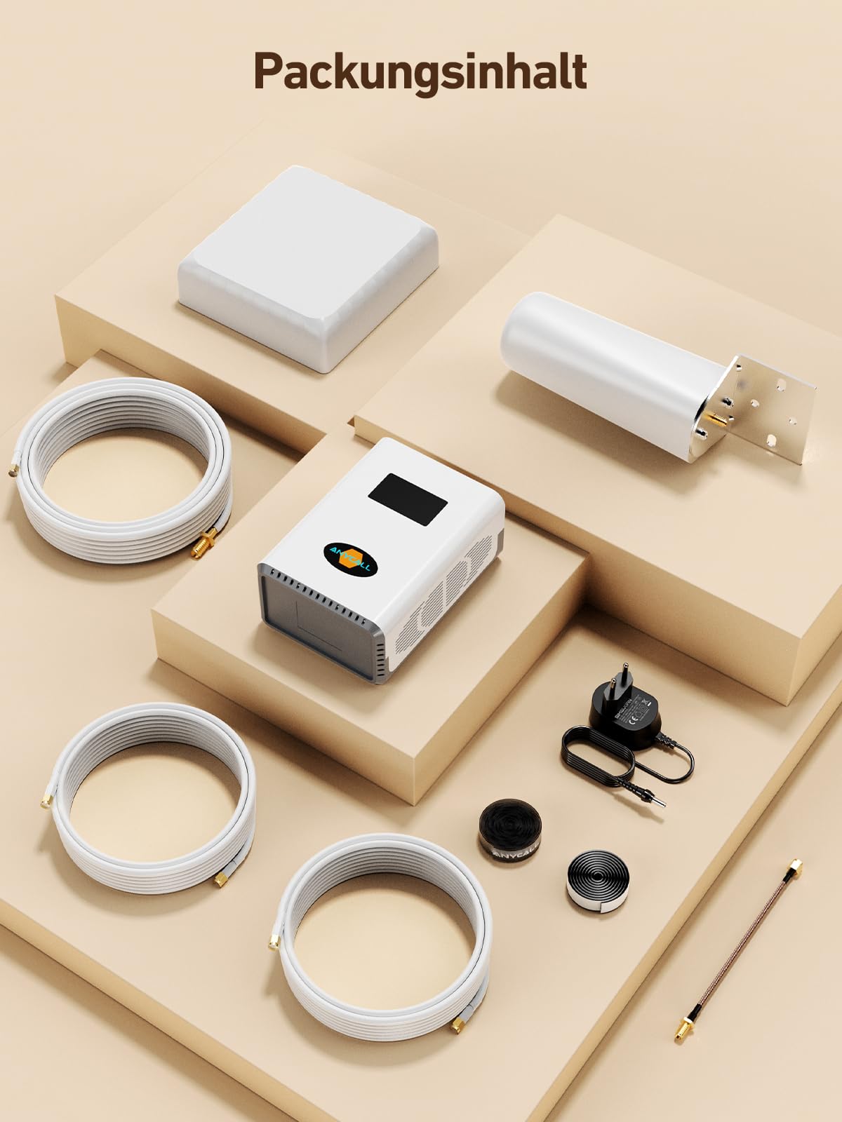 Mobilfunk Signalverstärker für Band 1, 3, 7, 8, Empfangsverstärker Handy für Haus und Büro, 5G 4G LTE 3G GSM Repeater, Handynetz Verstärker für Alle Netzbetreiber O2 E-Plus T-Mobile