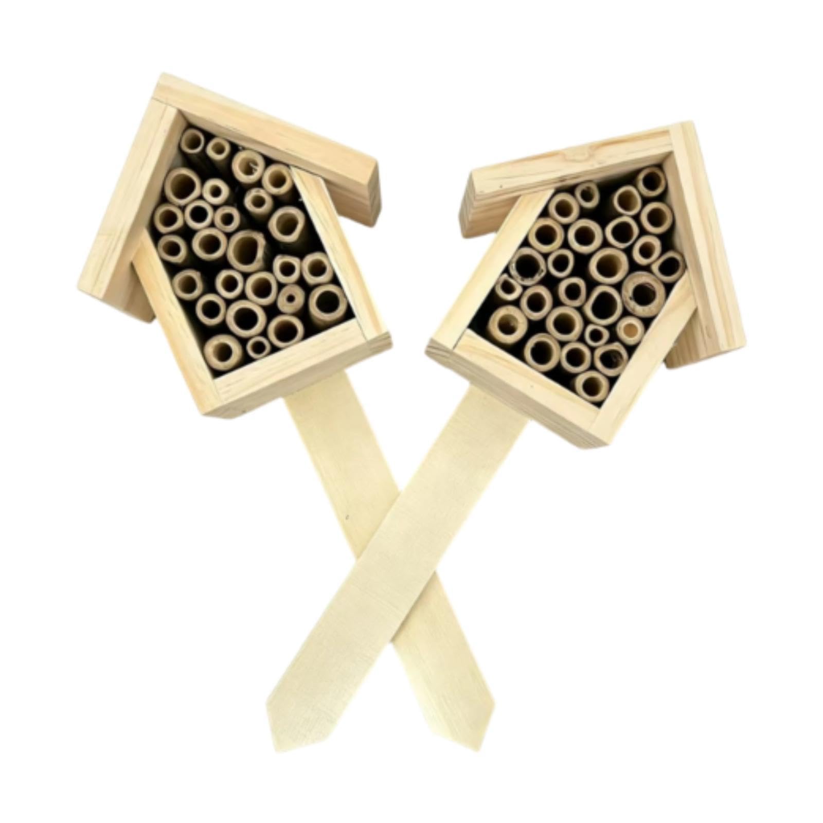Gralara 2 Pieces Wood Bee House Butterfly Hotel Weather Resistant Garden Habitat Bee Box for Ladybirds