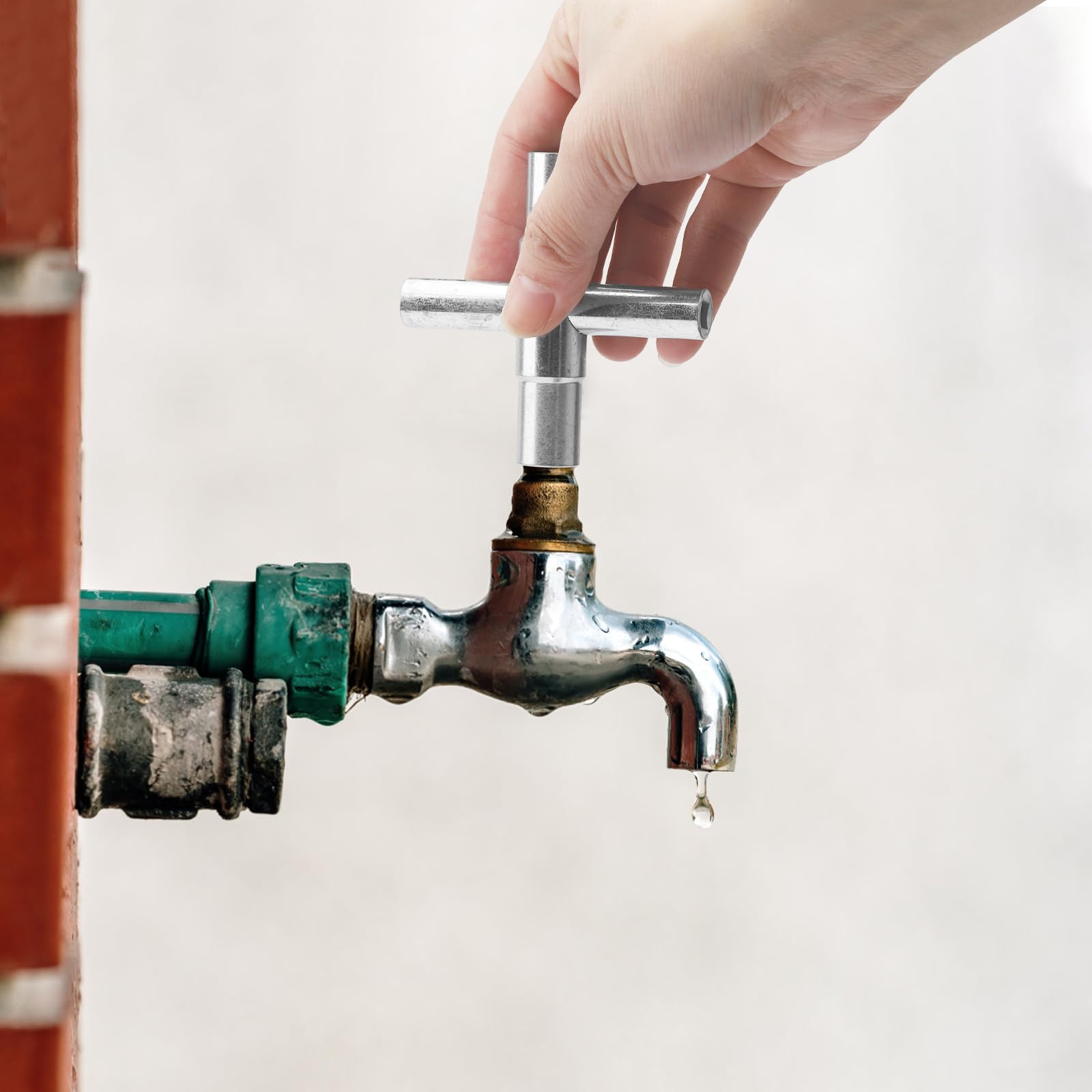 Chiave Per Rubinetto 2 In 1 UZYXC - Doppia Testa Per Valvole Quadrate E Dentate, In Ottone, Per Sostituzione Rubinetti