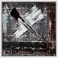 SIGNWIN Framed Canvas Wall Art Black and White Paint Over Red, Silver Metal Surface Abstract Texture Mixed Media Modern Art Industrial Dramatic for Living Room, Bedroom, Office - 16