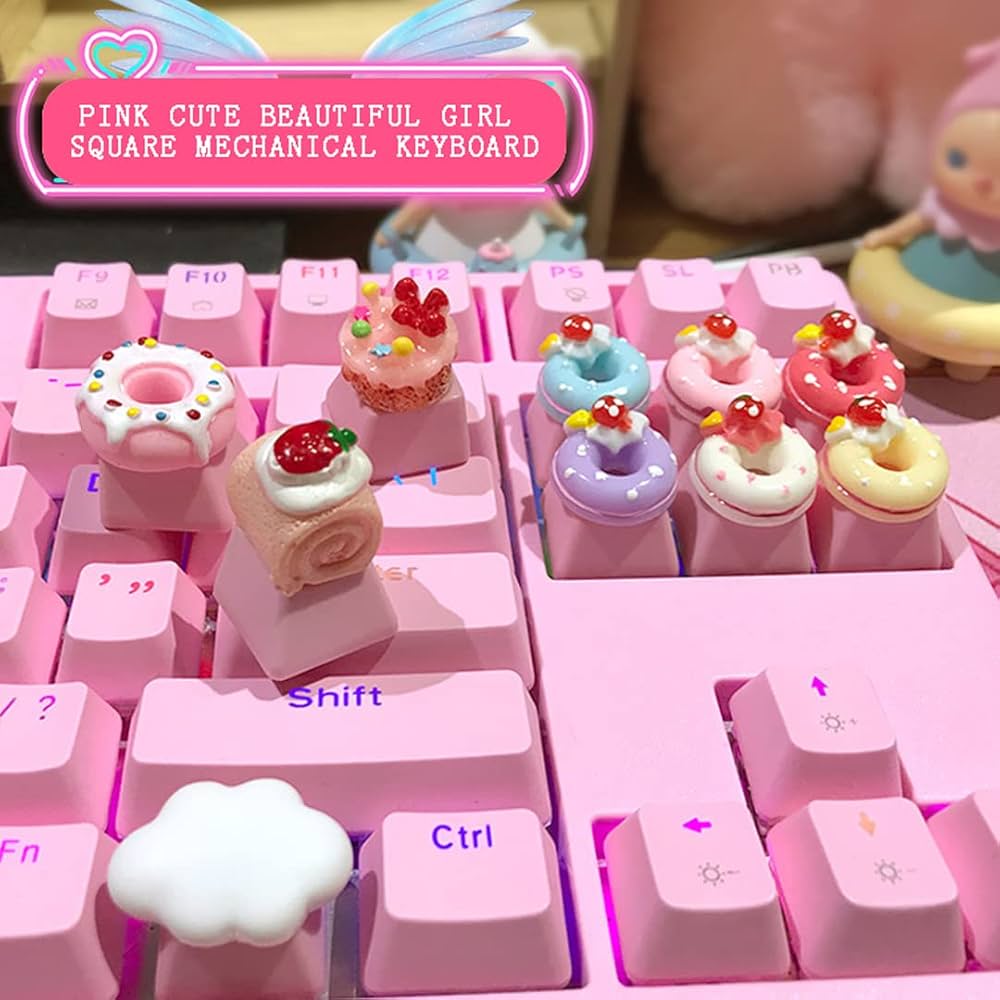 本日限定値下げ　Drawer 美品可愛いピンク　クリーニング済み Amazon | かわいいドーナツキーキャップ漫画レインボー光透過