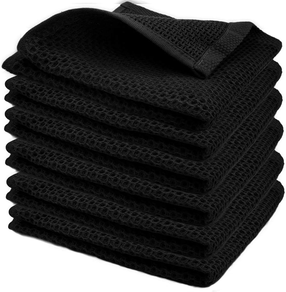 YUHAN PRETTY Kitchen Towels Dish Cloths Set 100 Cotton Waffle Weave Super Absorbent