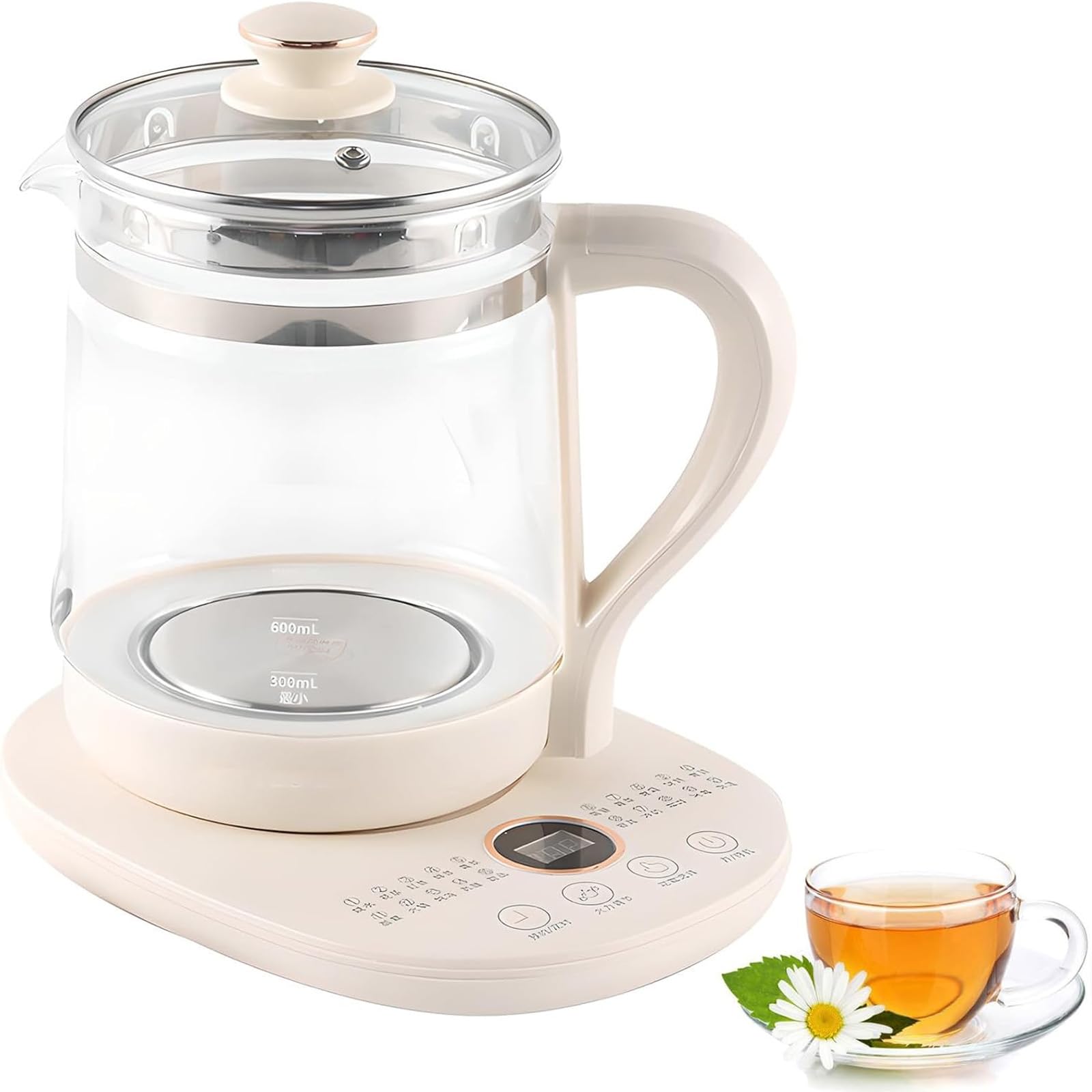 1.8L Smart Glass Health Pot, automatyczny ekspres do herbaty z panelem dotykowym LED, Split Design do łatwego czyszczenia, wysoki czajnik borokrzemowy do użytku domowego, 24H Timer, Ochrona przed opar