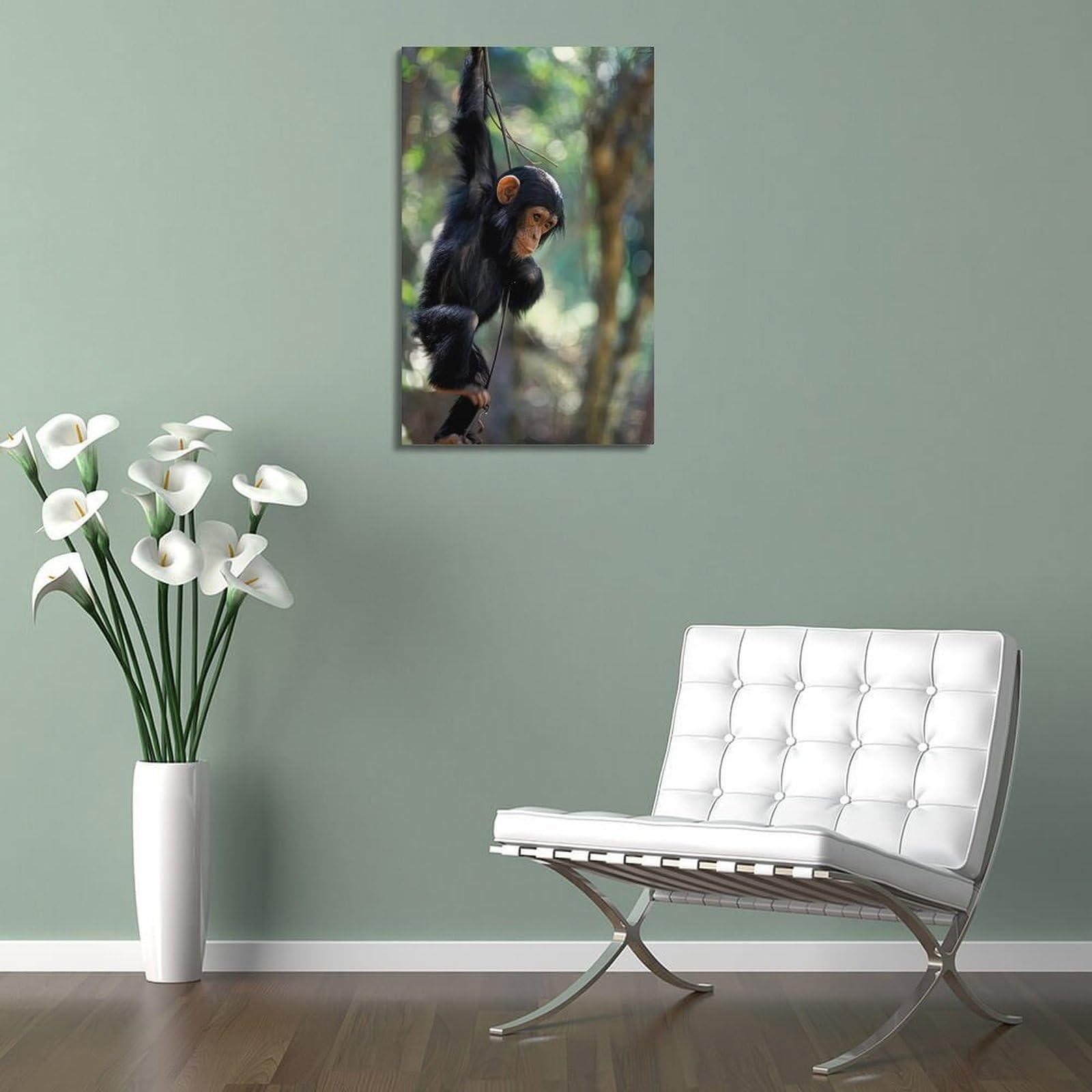 OKNGB Póster de animales de chimpancés jóvenes, cuadro decorativo en lienzo (40 x 60 cm)