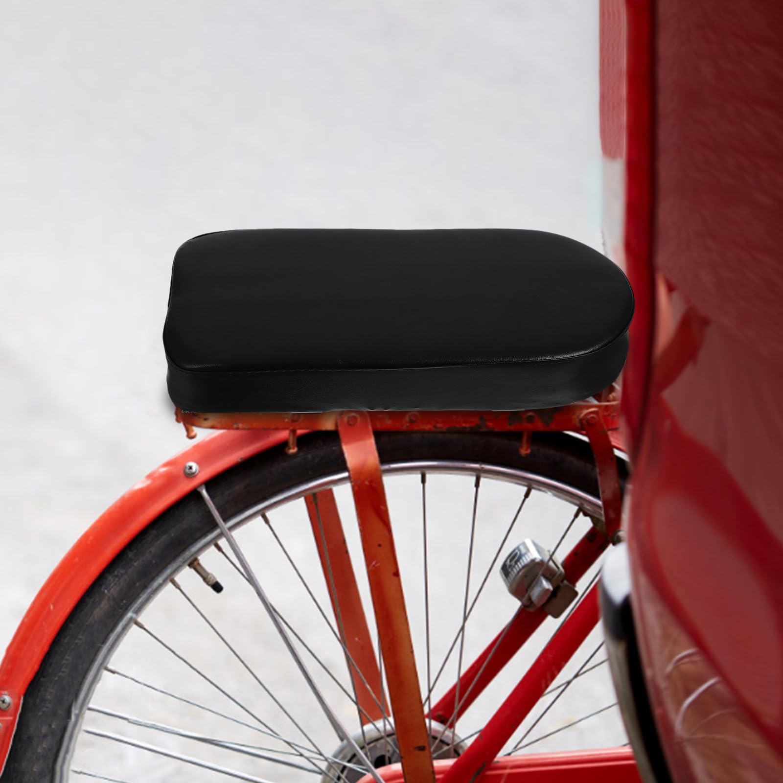 Healeved Cuscino Sedile Posteriore Bici in Finta Pelle e Spugna Nero, Comodo e Versatile per Adulti e Ragazzi Durante Uscite in Famiglia e Gruppi