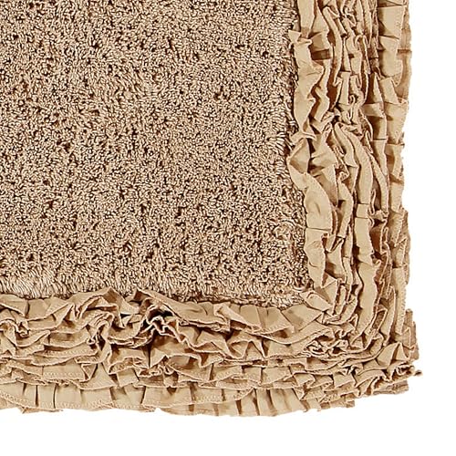 Image of Better Trends 30 inch Heart Shaped Rugs 100% Cotton Soft Non Slip Doormat Washable Water Absorbent Rugs for Home Entrance Bathroom Shower Floor Decor, Beige Shaggy Border Collection