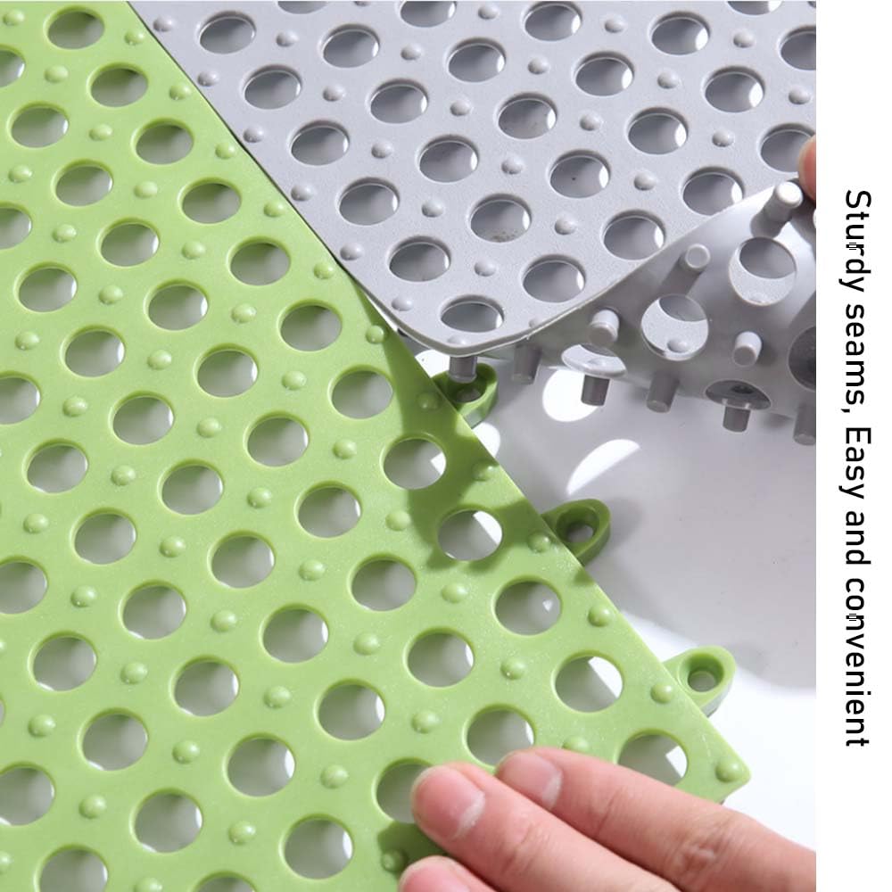 Alfombrilla de baño, baldosas de Goma encajables, baldosas Antideslizantes de PVC Blando, Alfombrilla de Ducha con Juntas, Alfombrilla Acolchada para Exteriores (Pink,10Pcs/30x30cm)