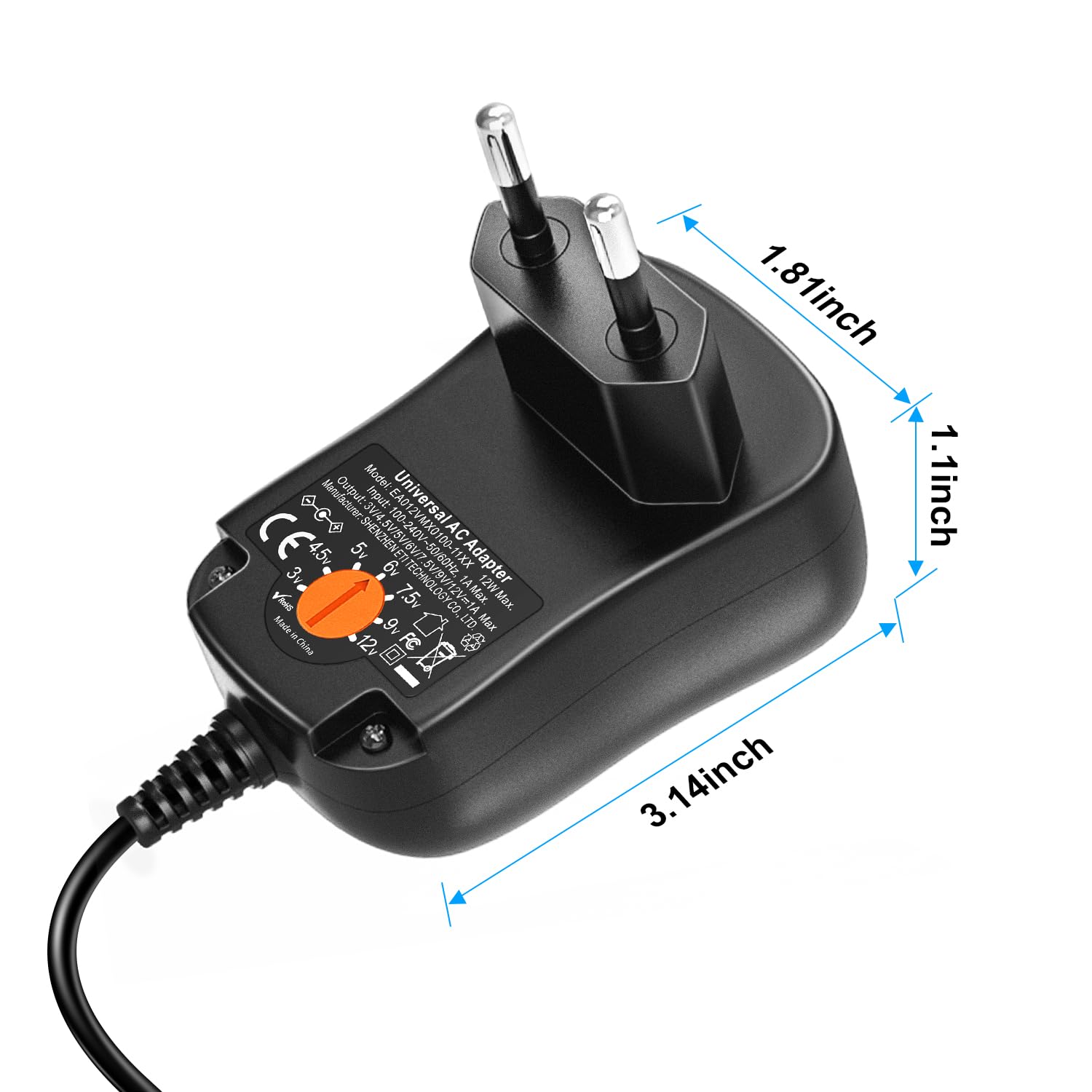Outtag 12W Multi di tensioni caricatore universale adatto 3V 4.5V 5V 6V 7.5V 9V 12V 1A 1000mA per elettrodomestici LCD Wi-Fi Router Bluetooth altoparlante USB Caricabatterie Cellulari Smartphone