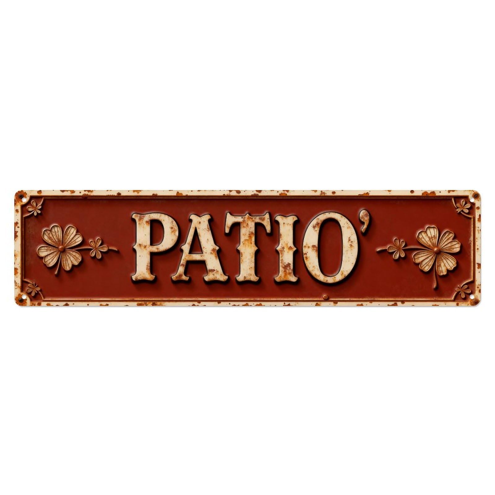 Floral Pattern With Rustic Frame Metal Tin Sign Plaque