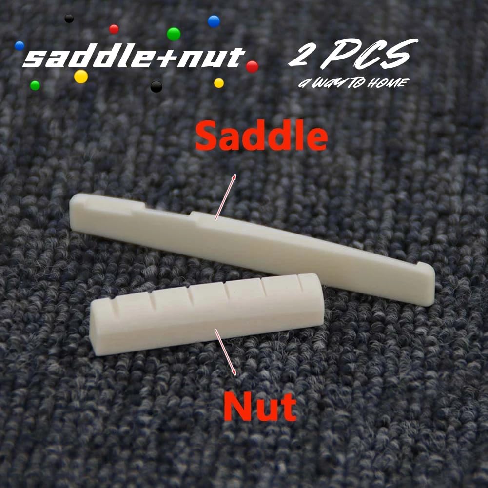 Set di perni per ponte chitarra + dado superiore + sella inferiore + capotasto per chitarra folk Set di perni per ponte chitarra + dado superiore + sella inferiore + capotasto per chitarra folk