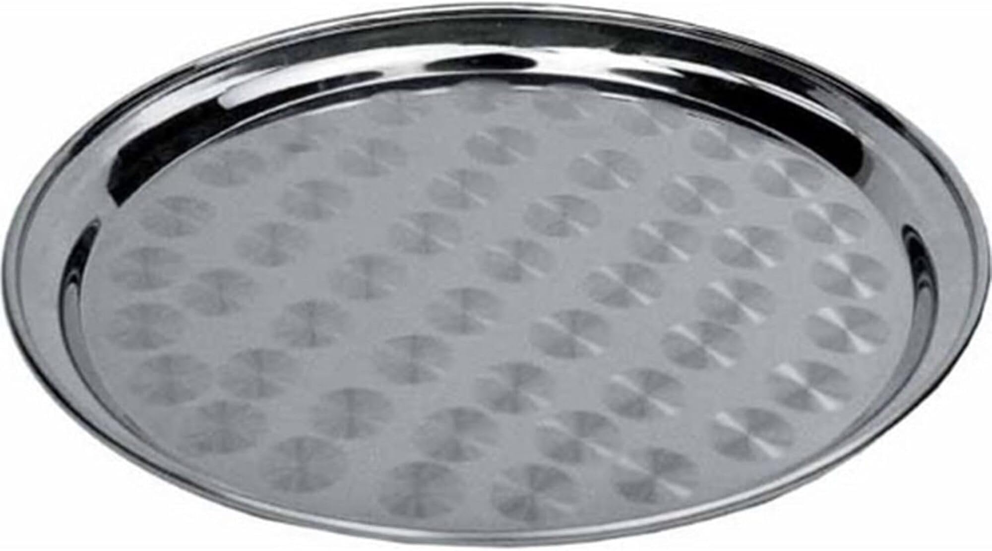 Round Tray with Swirl Pattern, 14-Inch, Stainless Steel