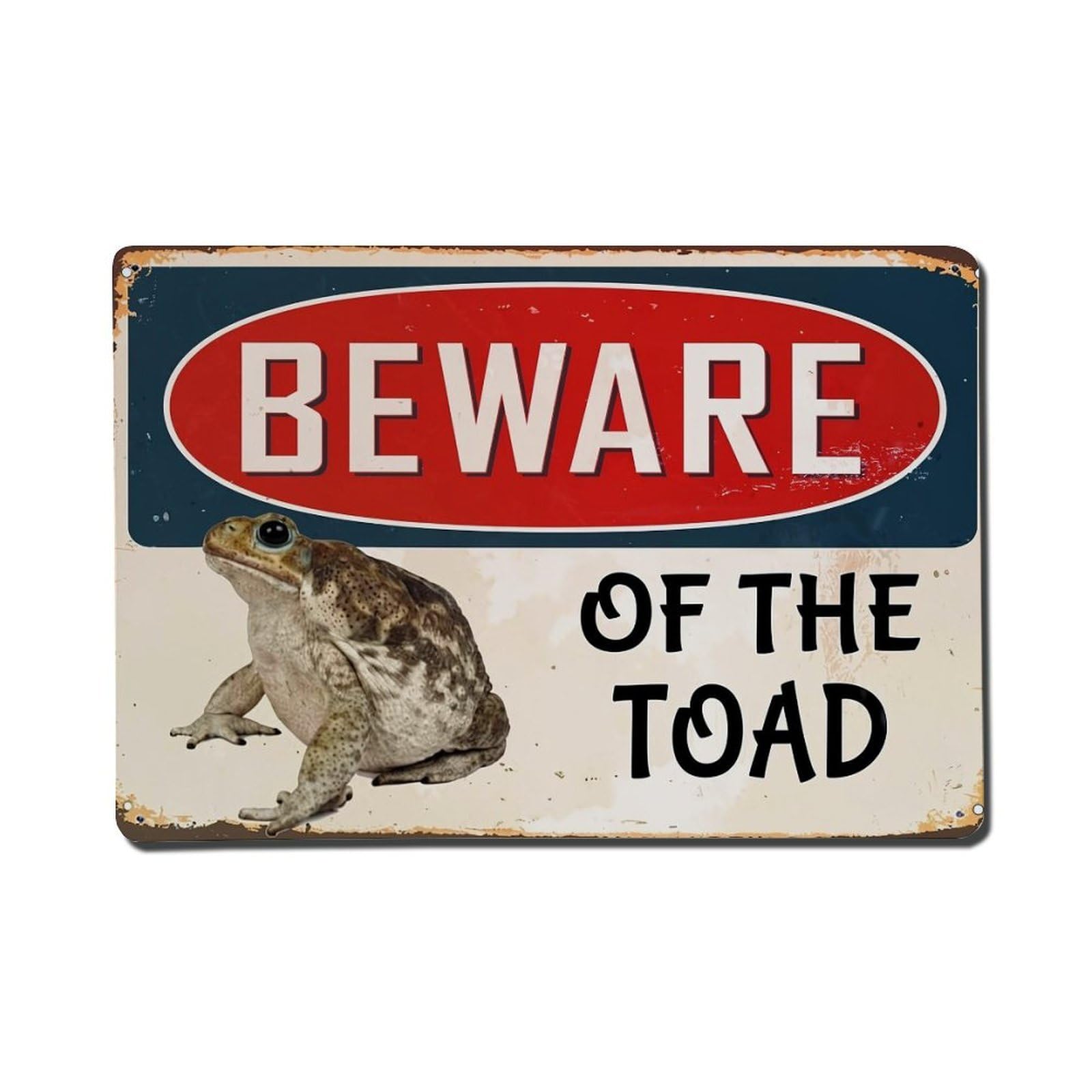 Beware Of The Toad Sign Retro Metal Tin Sign, Vintage Metal Poster for Home, Gaming Room, Studio Workshop,Bar,Garage Wall Art Decor 8x12 Inch