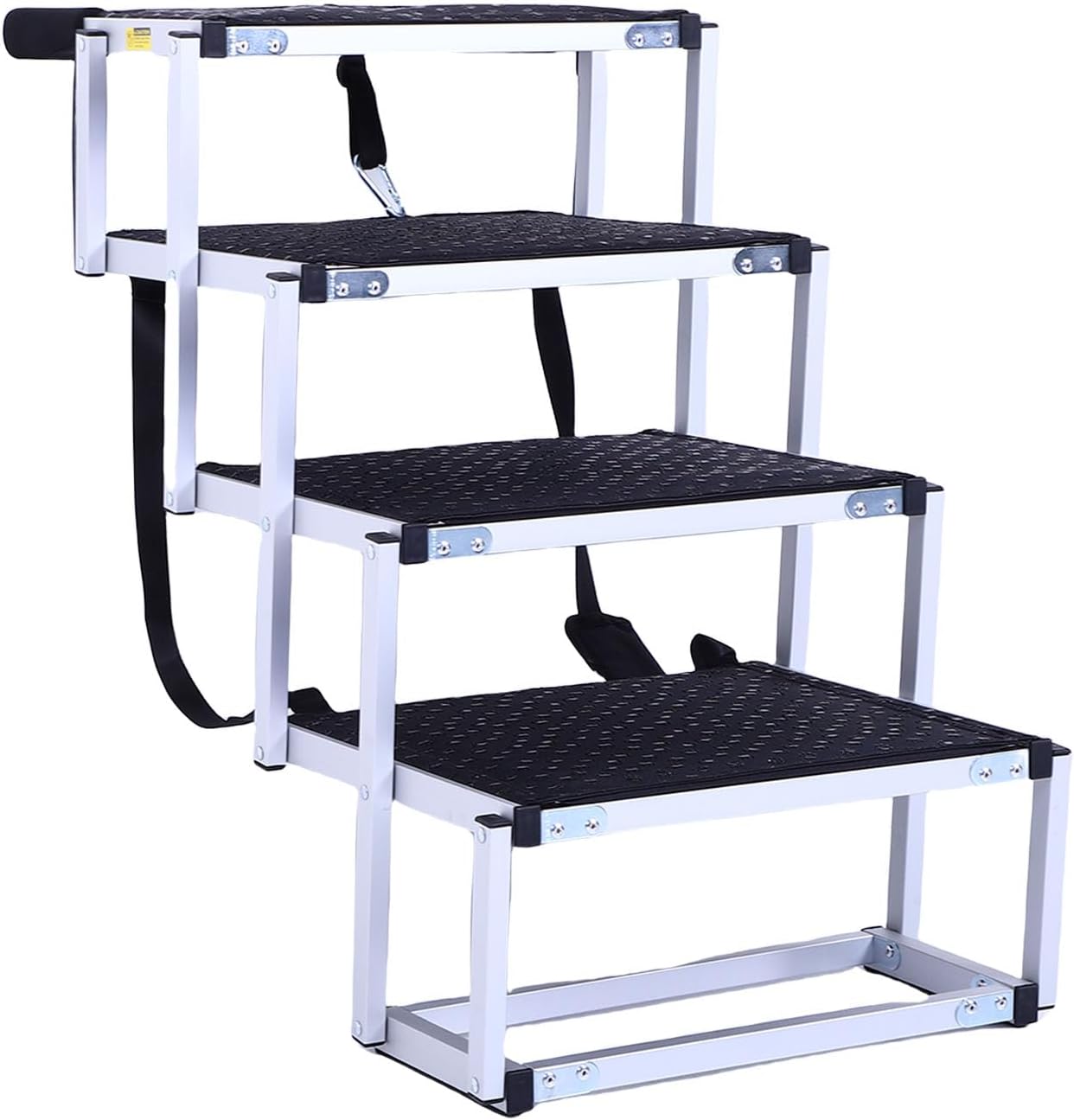 Aluminum Alloy 5 Step Dog Ramp Non Slip Finish Portable Foldable Dog Stair for SUV Truck Bed